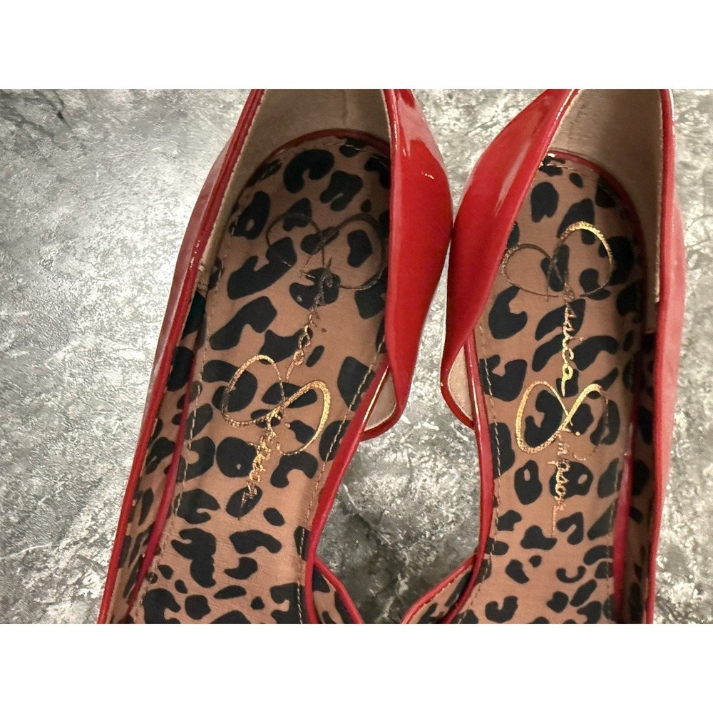 Jessica Simpson Red Patent Peep-Toe High Heels - Picture 8 of 10